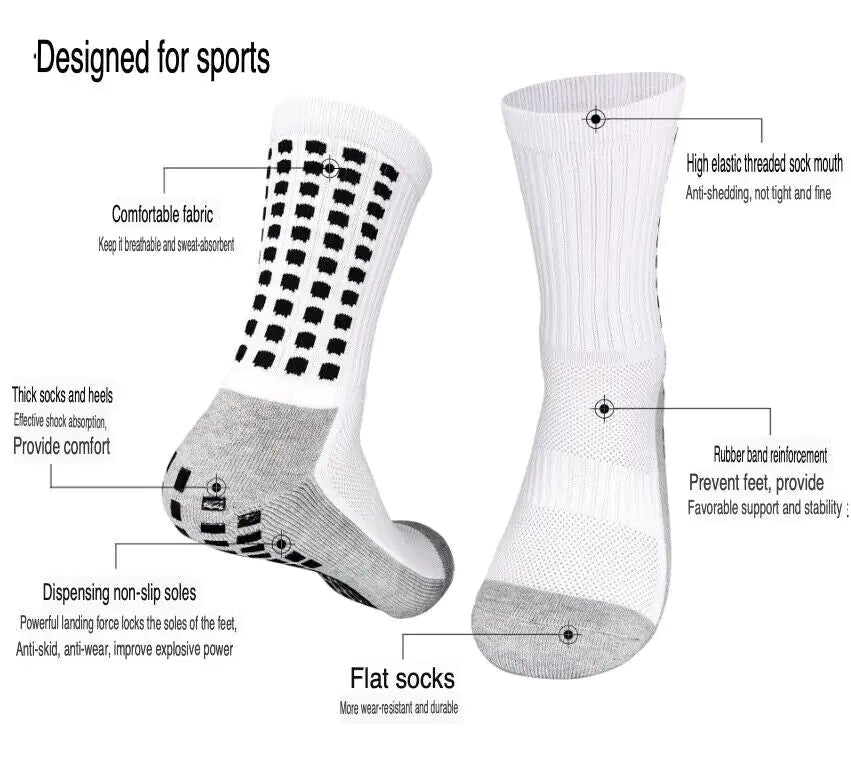 3 Pair Sport Socks Anti Slip W/ Grip Soccer Men Football Basketball Sock Premium