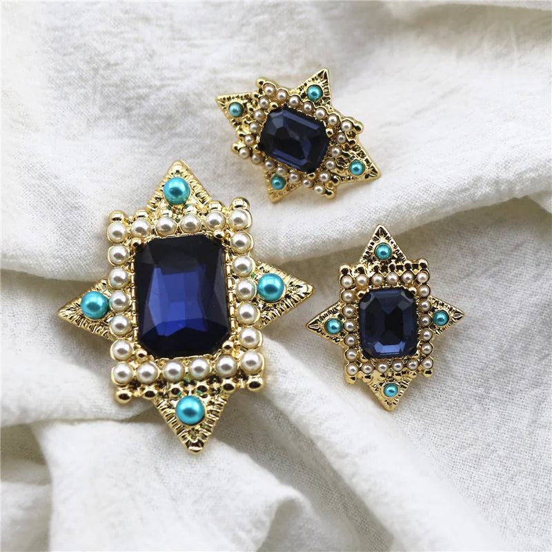 Antique Sapphire Pearl Brooch Ear Clip