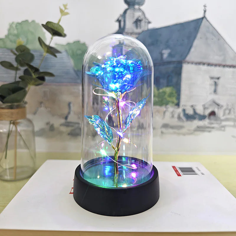 LED Illuminated Rose in a Glass Dome