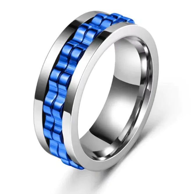 Titanium Spinner Square Texture Ring For Men