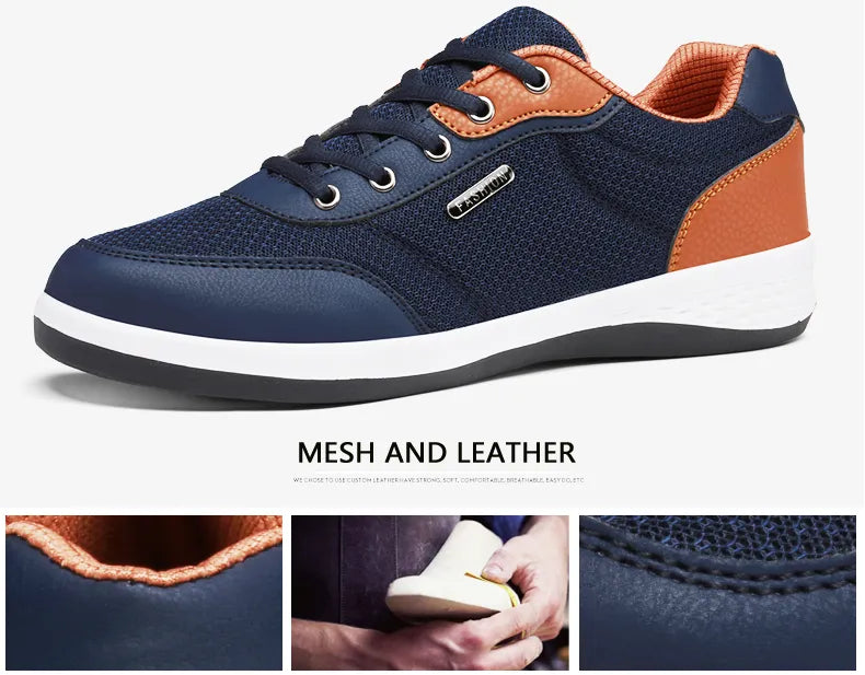 Lace-Up Microfiber Leather Men’s Sneakers