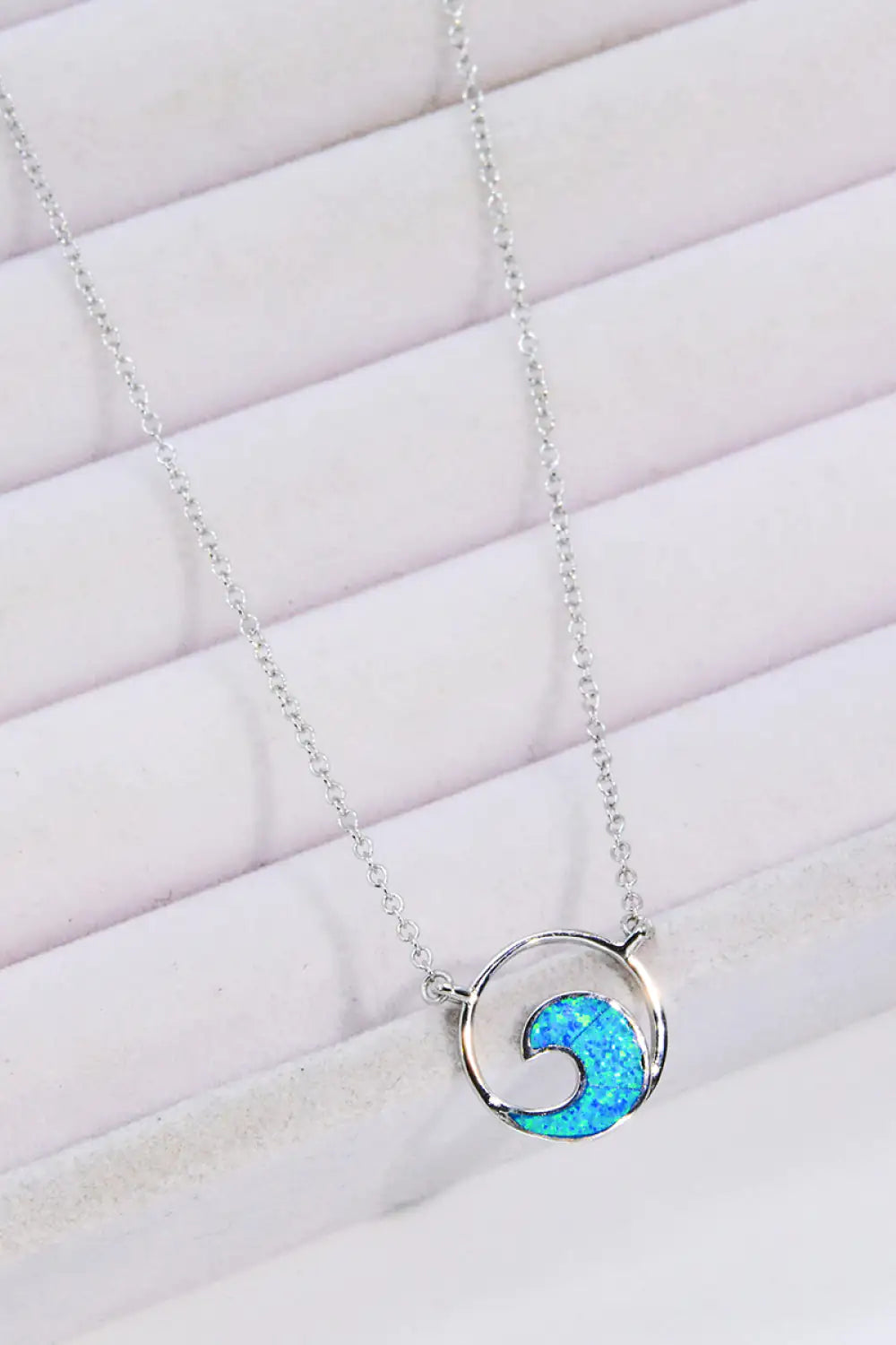 Opal Wave Pendant Necklace