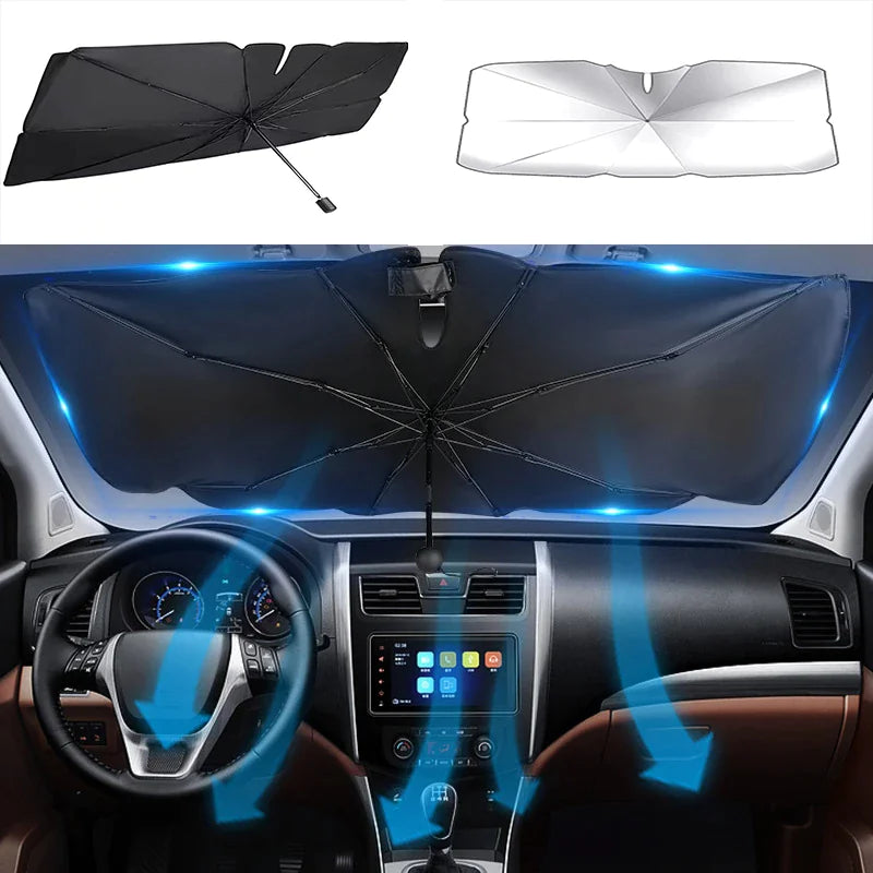 57" Car Windshield Sun Shade Foldable Umbrella Front Window Cover Visor Umbrella