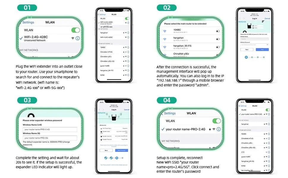 WiFi Range Extender Internet Booster Network Router Wireless Signal Repeater