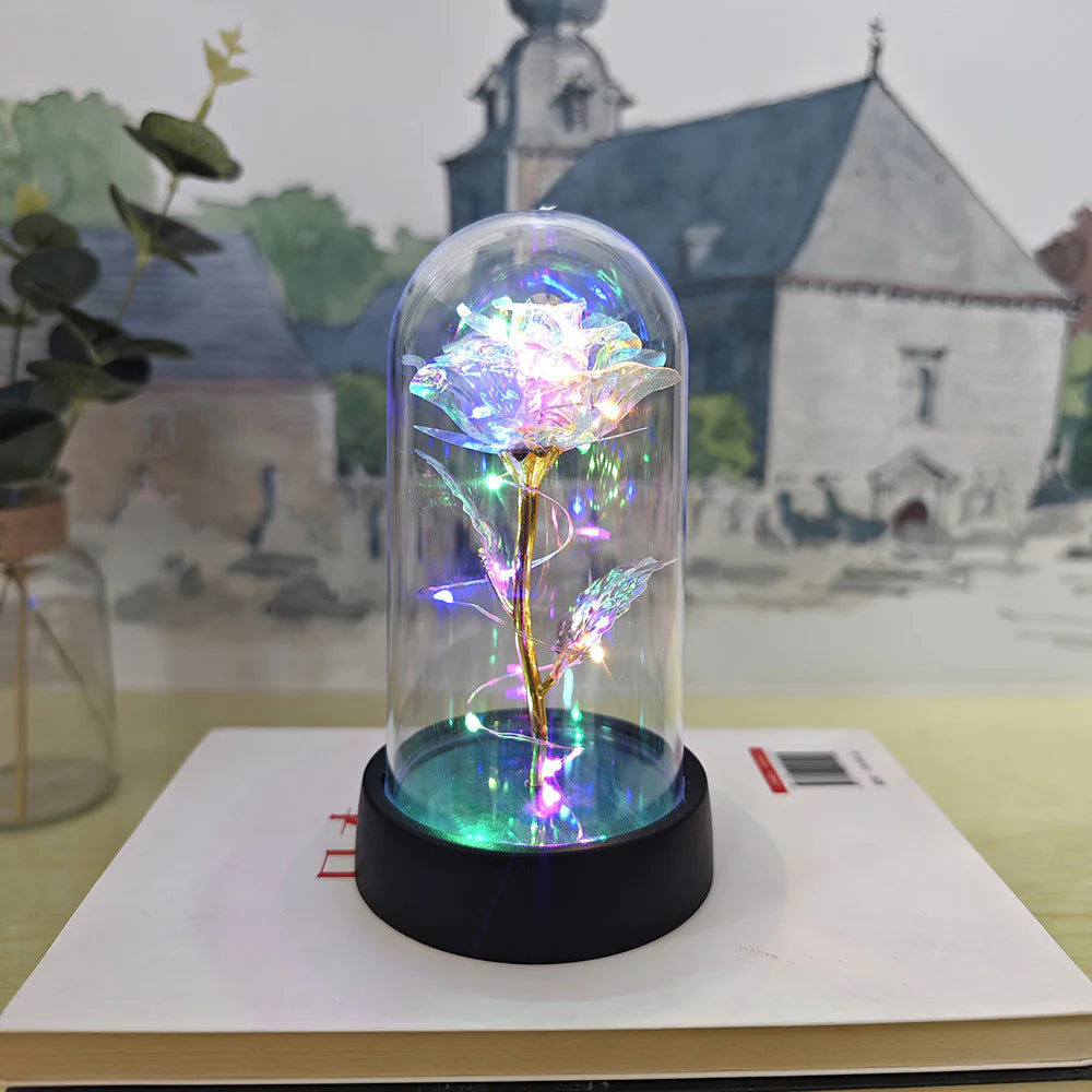 LED Illuminated Rose in a Glass Dome