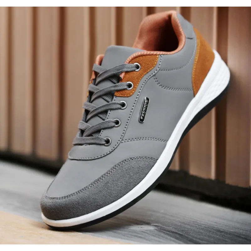 Lace-Up Microfiber Leather Men’s Sneakers