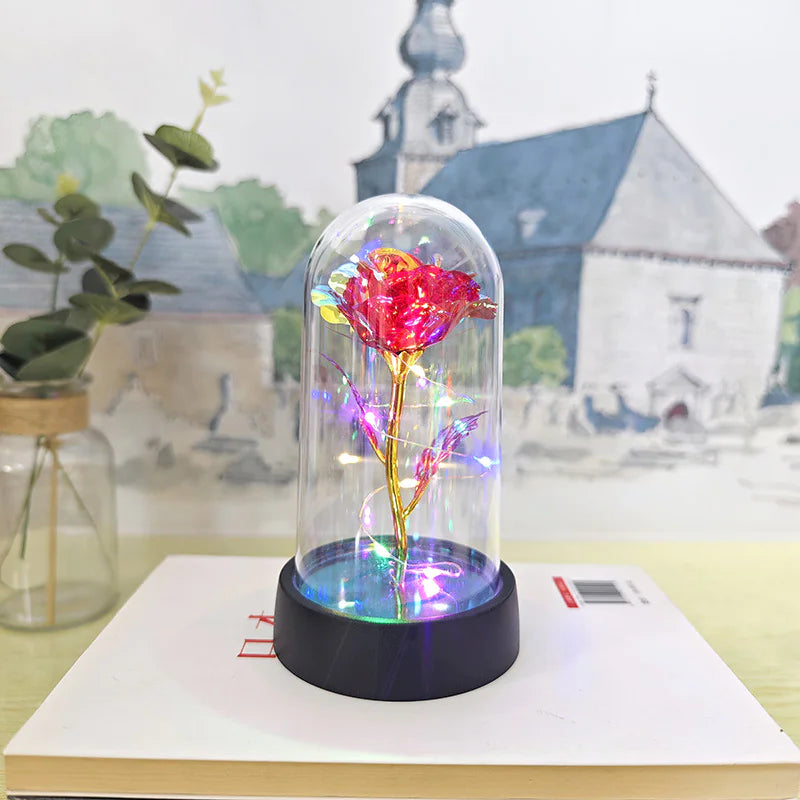 LED Illuminated Rose in a Glass Dome