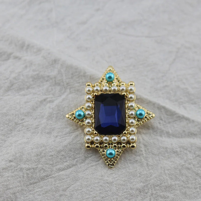 Antique Sapphire Pearl Brooch Ear Clip