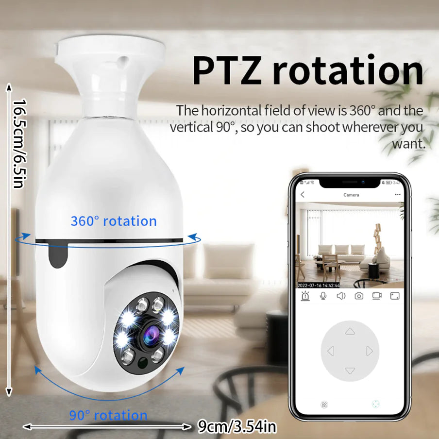 360° 1080P IP E27 Light Bulb Camera Wi-Fi IR Night Smart Home Wireless Security