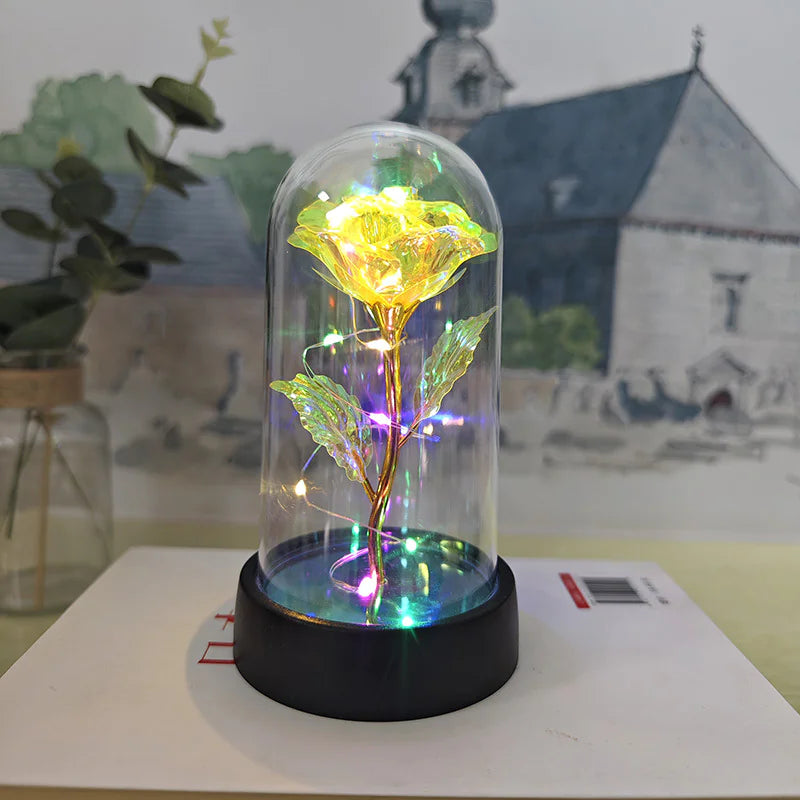 LED Illuminated Rose in a Glass Dome