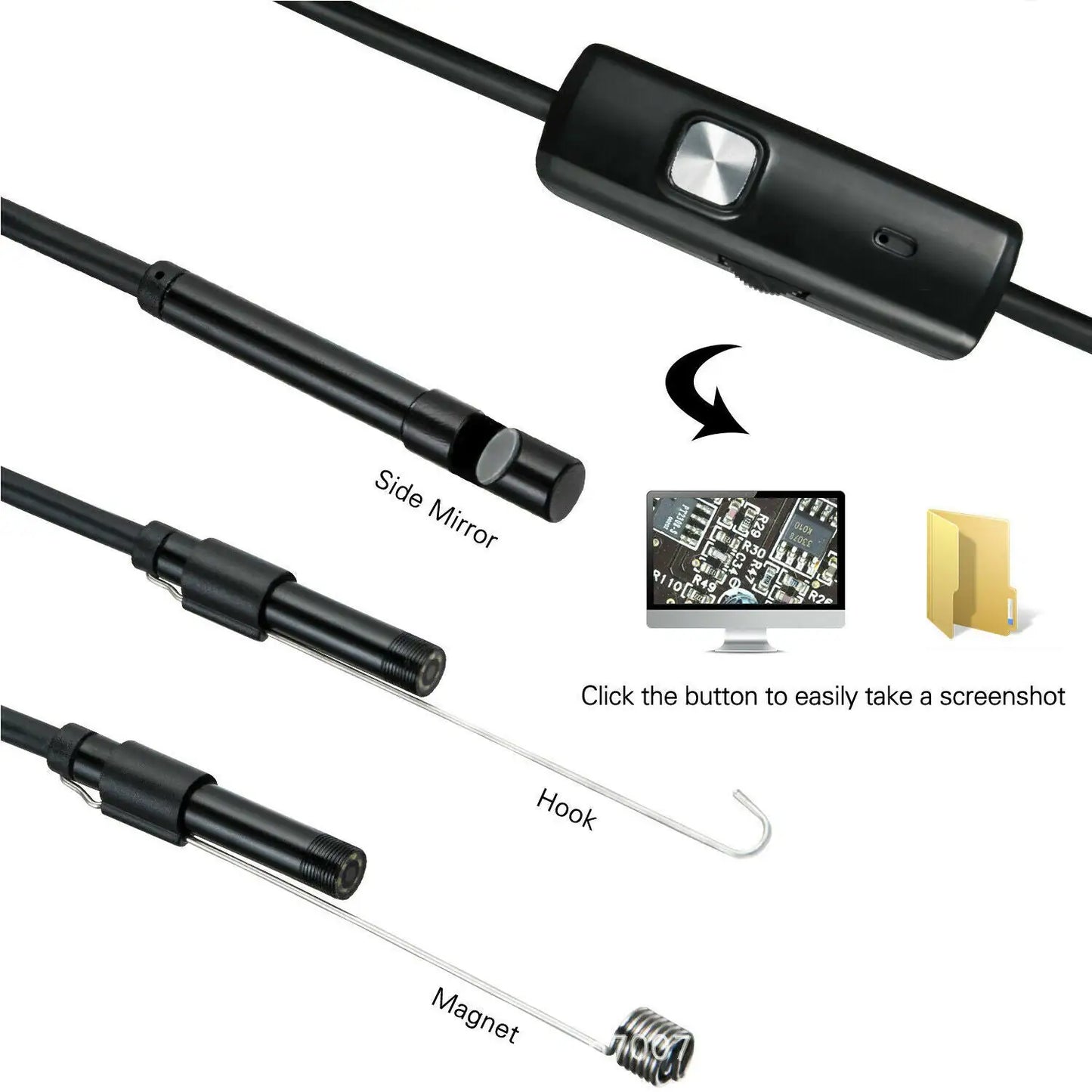 5M 6LEDs Snake Endoscope Borescope 8mm Inspection USB Camera Scope For Android