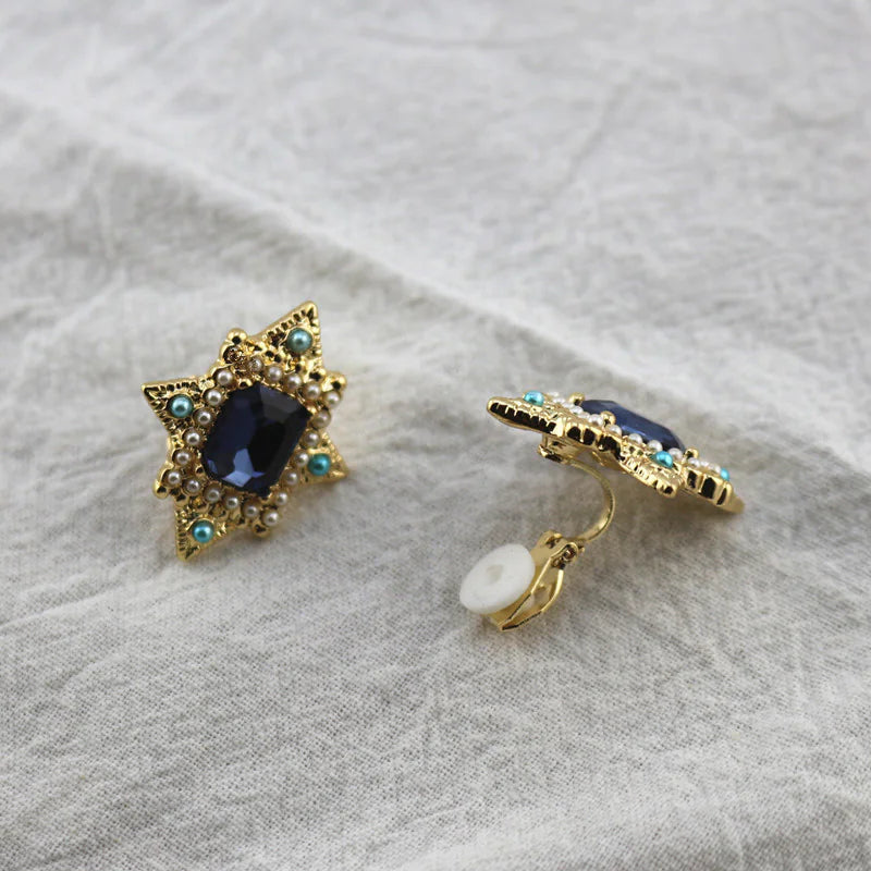 Antique Sapphire Pearl Brooch Ear Clip