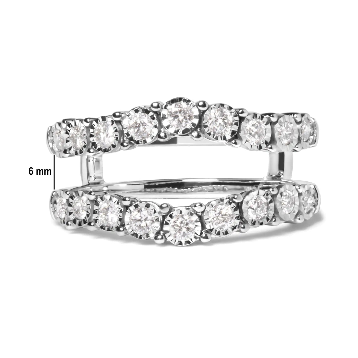 14k White Gold 1/2 Cttw Miracle Set Diamond Enhancer Wrap Ring Guard (H-I Color, I1-I2 Clarity)