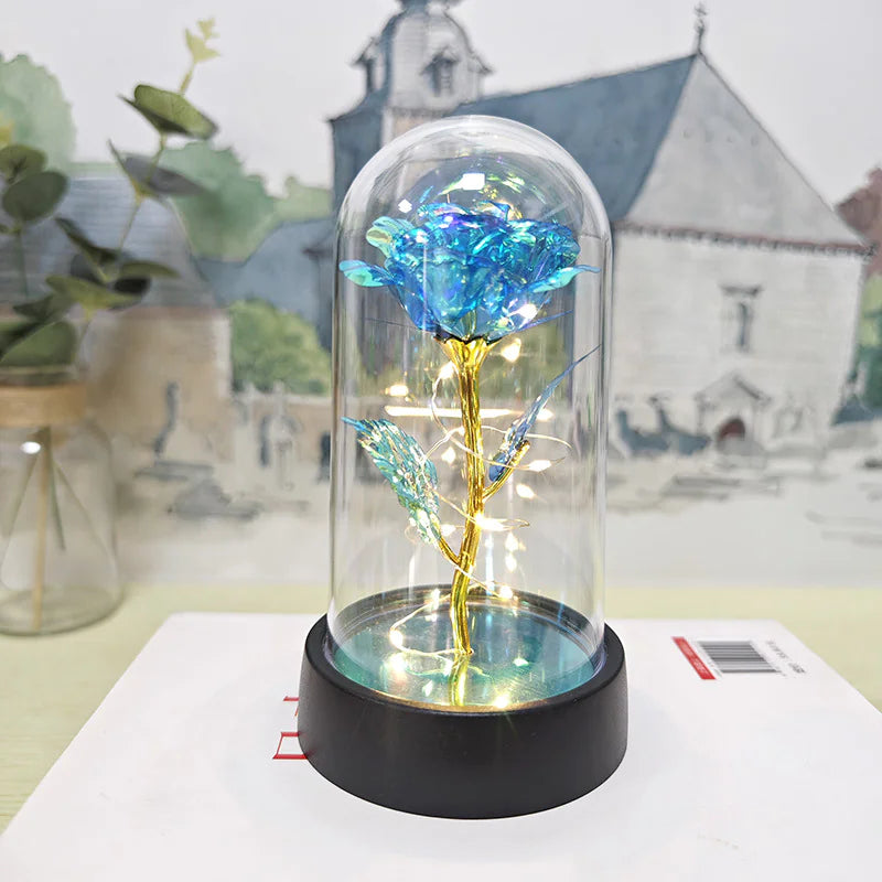 LED Illuminated Rose in a Glass Dome