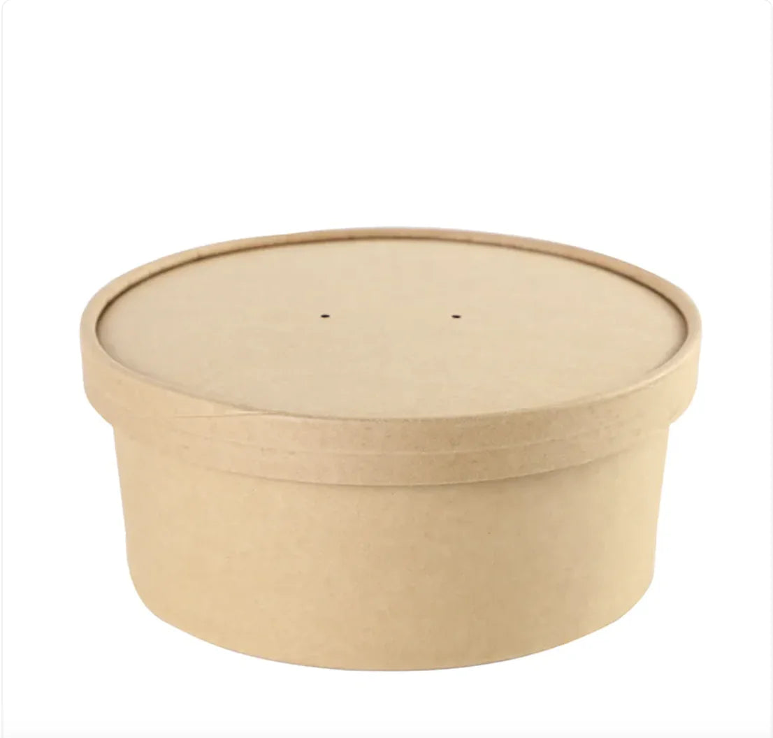 Thick Kraft Paper Disposable Round Food Box