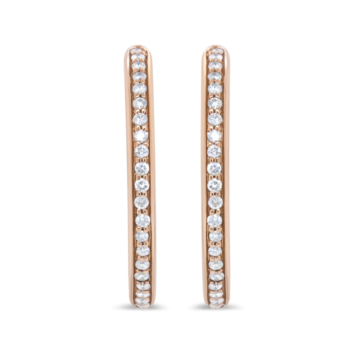 18K Rose Gold 1/5 Cttw Round Diamond Hoop Earrings (F-G Color, VS1-VS2 Clarity)