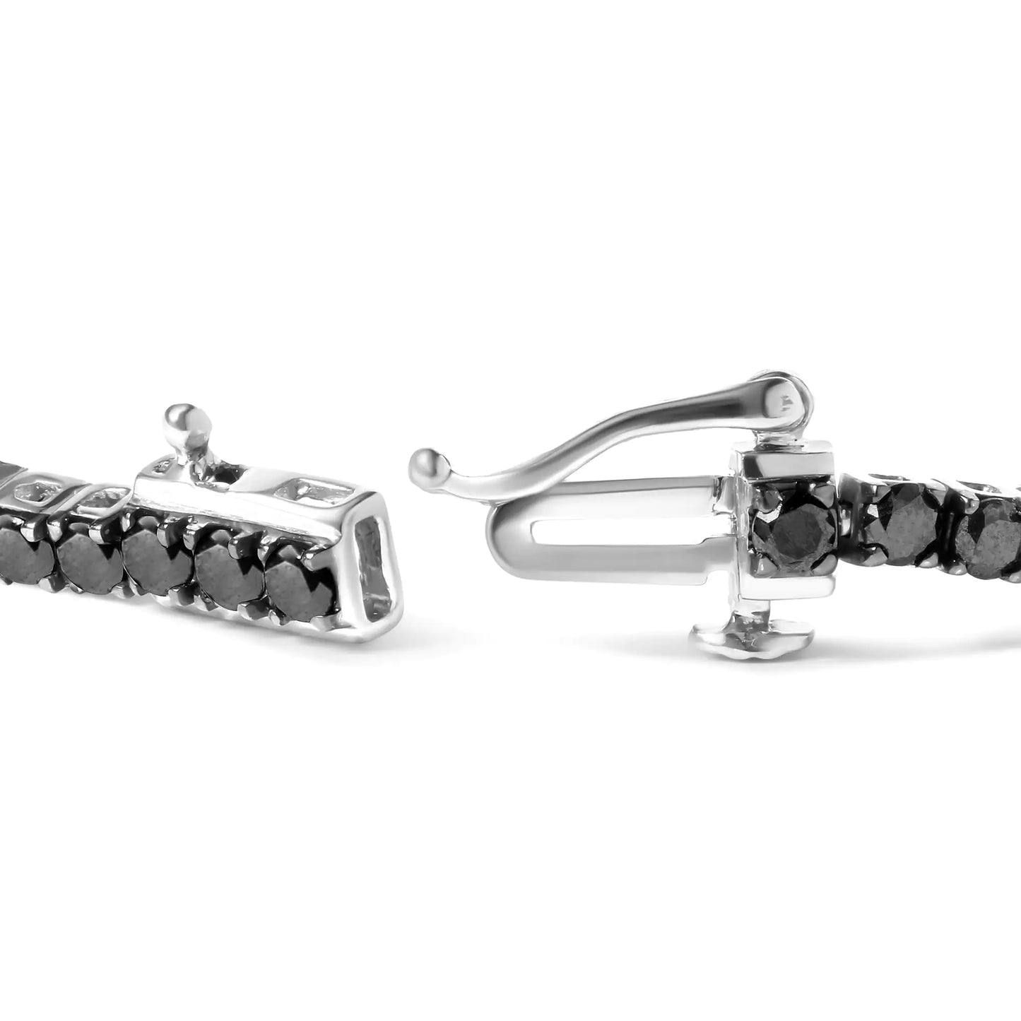 .925 Sterling Silver 4-Prong Set Treated Black Round-Cut Diamond Classic Tennis Bracelet (Black Color, I2-I3 Clarity) - 7.25"