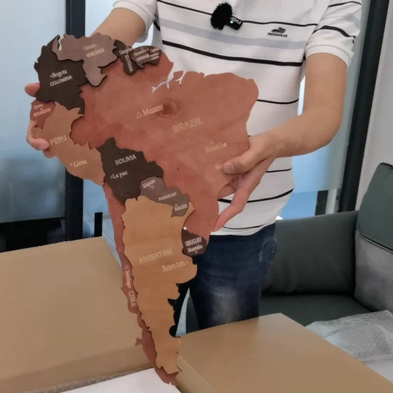 3D Wooden World Map