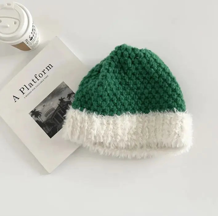 Handmade Plush Stitching Knitted Hat Female