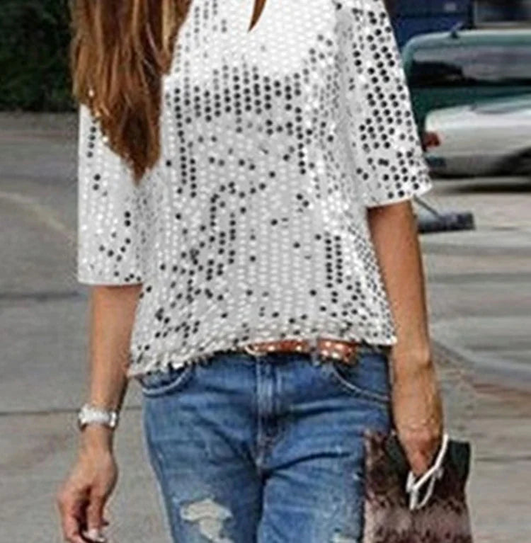 Glitter Vibe Casual Sequin T-shirt