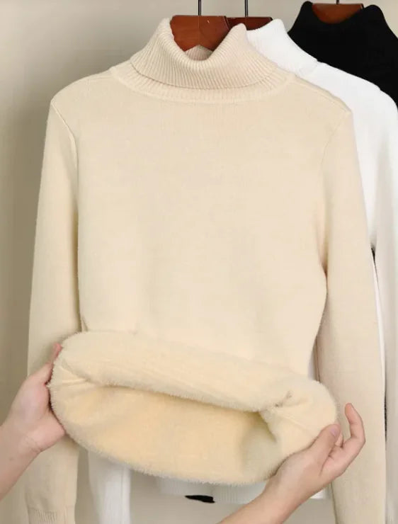 Fleece-lined Turtleneck Sweater