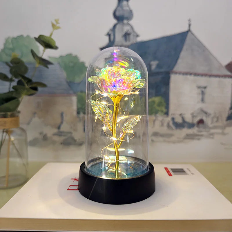 LED Illuminated Rose in a Glass Dome