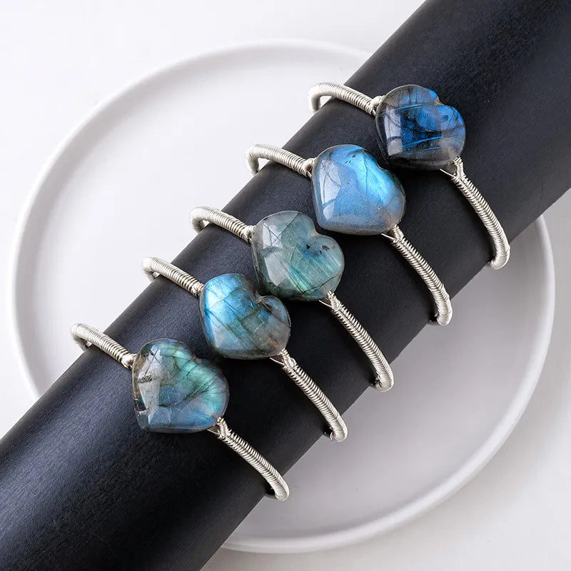 Blue Light Labradorite Love Hand-woven Moonstone Women's Bracelet