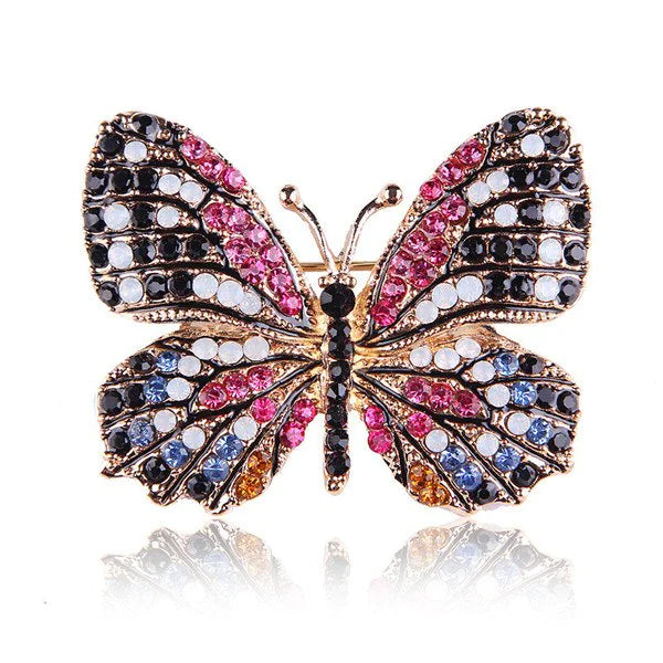 Rhinestone Butterfly Brooch