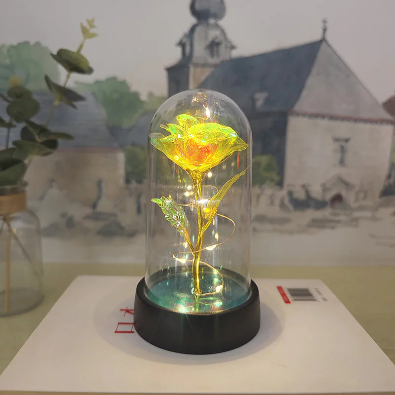 LED Illuminated Rose in a Glass Dome