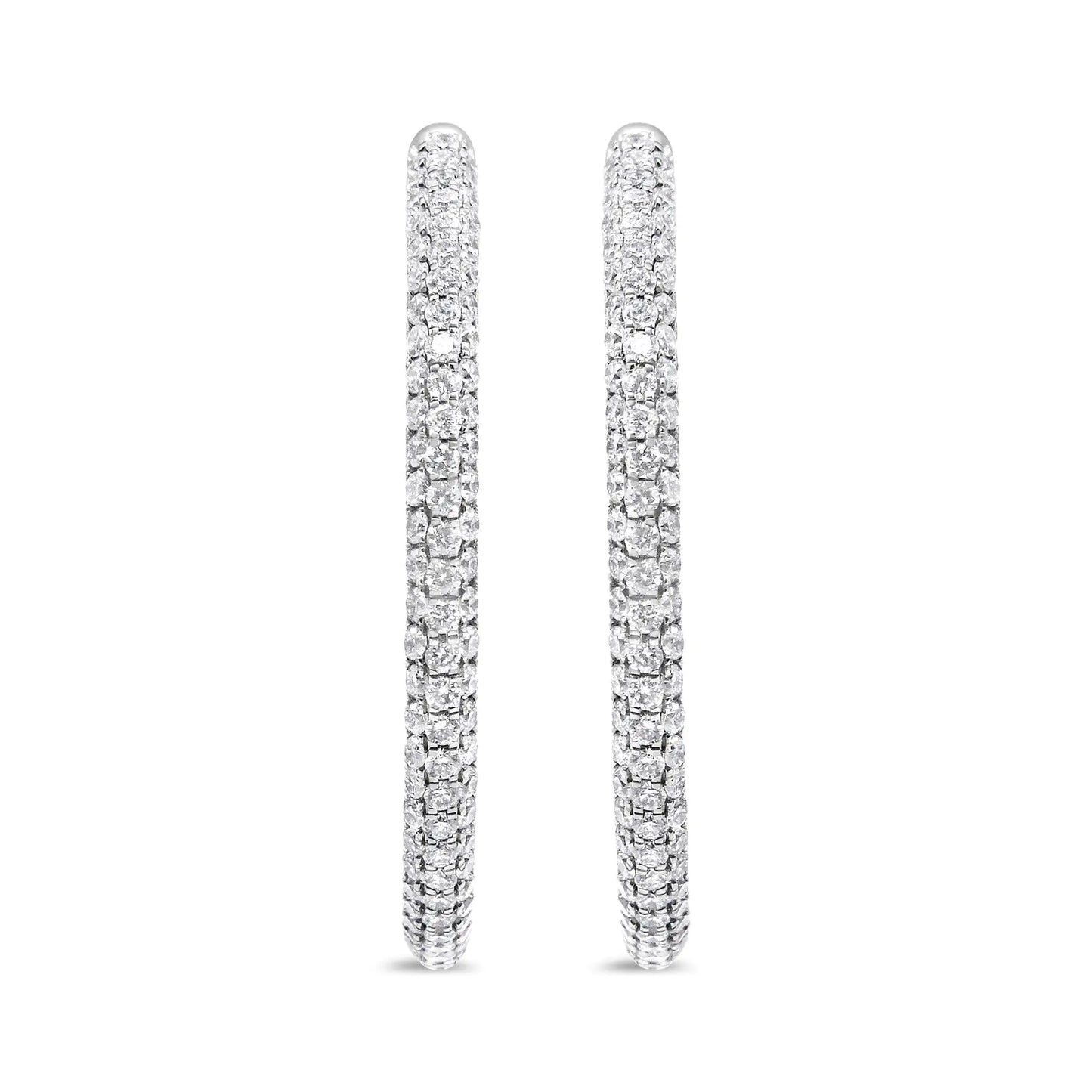 14K White Gold 3 1/2 Cttw Lab Grown Pave Set Diamond Eternity Inside Out Hoop Earrings  (G-H Color, SI1-SI2 Clarity)