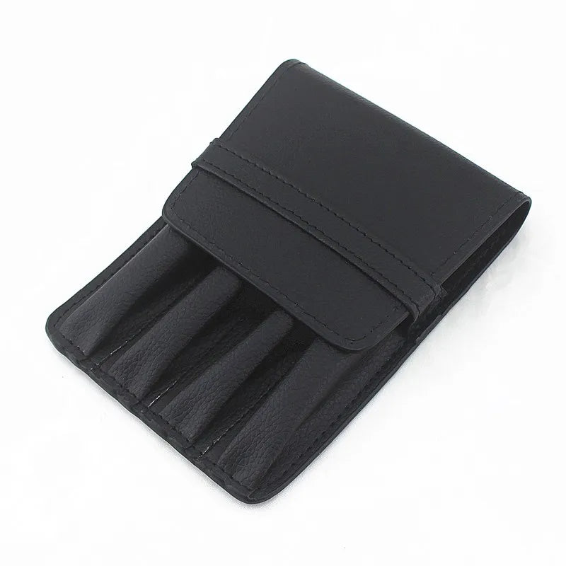 Portable Black Handmade Leather Pencil Case