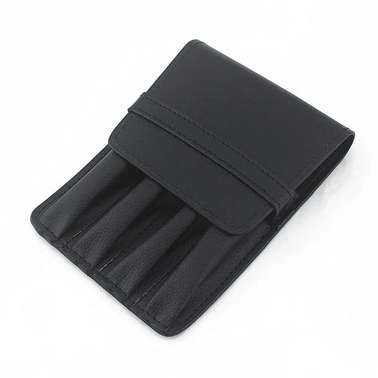 Portable Black Handmade Leather Pencil Case