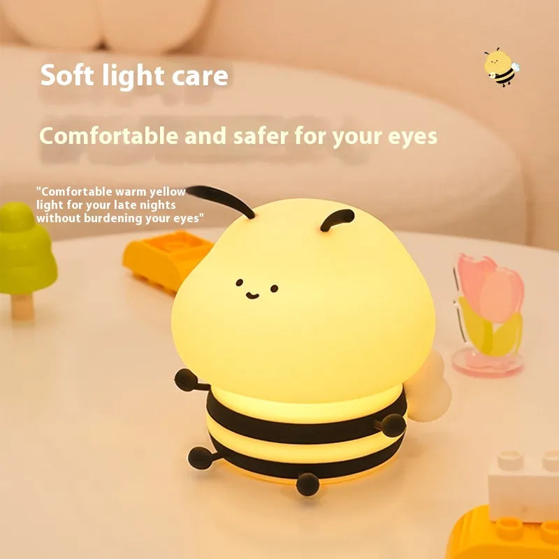 Cartoon Bees Sleep With Colorful Night Lights