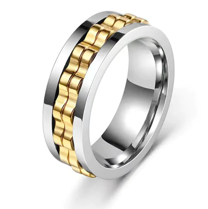 Titanium Spinner Square Texture Ring For Men