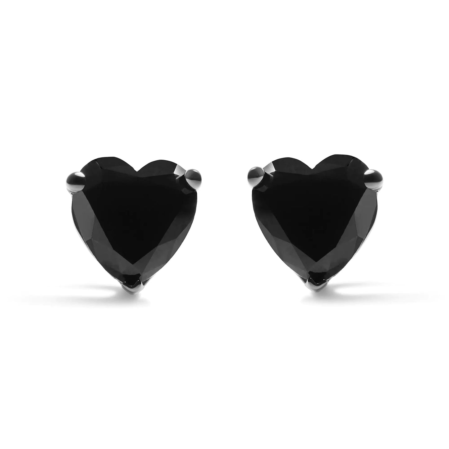 14K White Gold 1.00 Cttw Heart Cut Black Diamond Stud Earrings