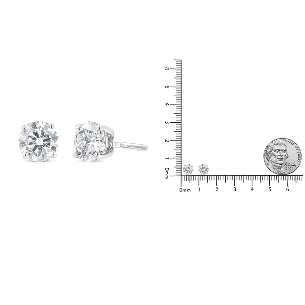 IGI Certified 14K White Gold 1 1/2 Cttw Lab Grown Diamond Solitaire Stud Earrings with Screwbacks (J-K Color, VVS2-VS1 Clarity)