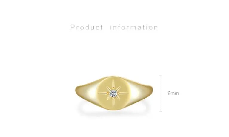 S925 Silver Plated Heart-shaped Six-pointed Star Ring