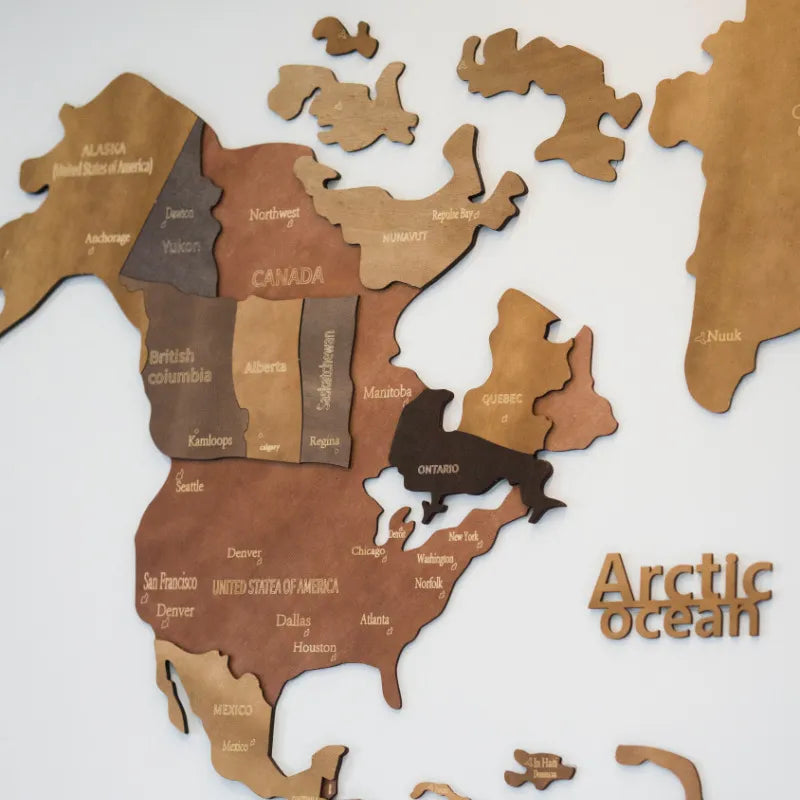 3D Wooden World Map