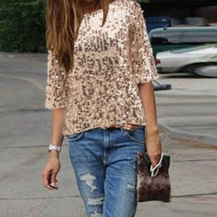 Glitter Vibe Casual Sequin T-shirt