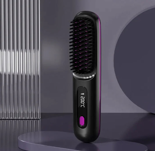 LCD USB Charging Ceramic Heating Electric Portable Straight Comb