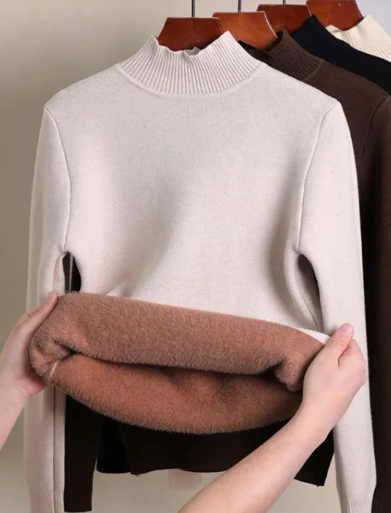 Fleece-lined Turtleneck Sweater