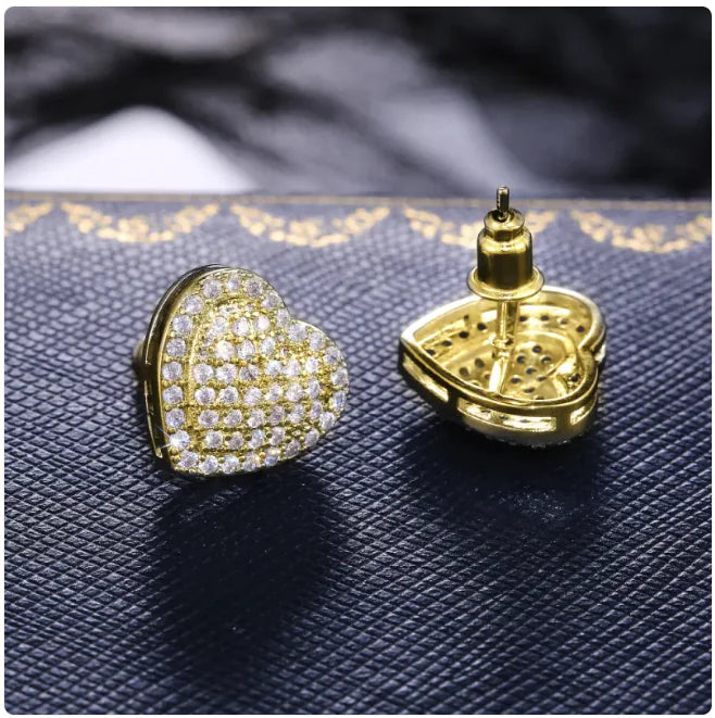 Zircon Heart Stud Earrings for Women