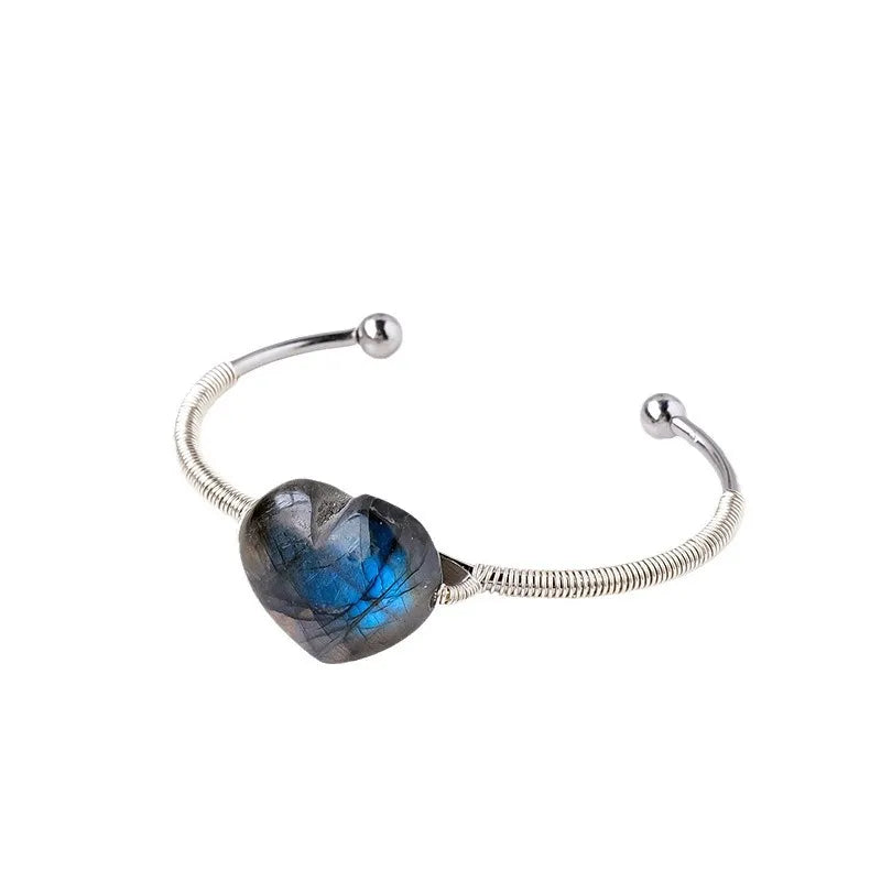 Blue Light Labradorite Love Hand-woven Moonstone Women's Bracelet