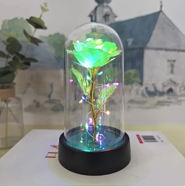 LED Illuminated Rose in a Glass Dome